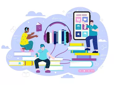 Audio Books Flat Illustration